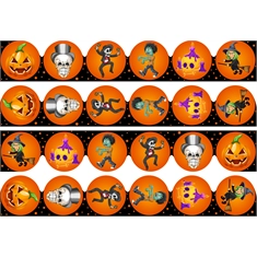 Halloween Classroom Bulletin Board Border | Orange Skull Witch Zombie Design